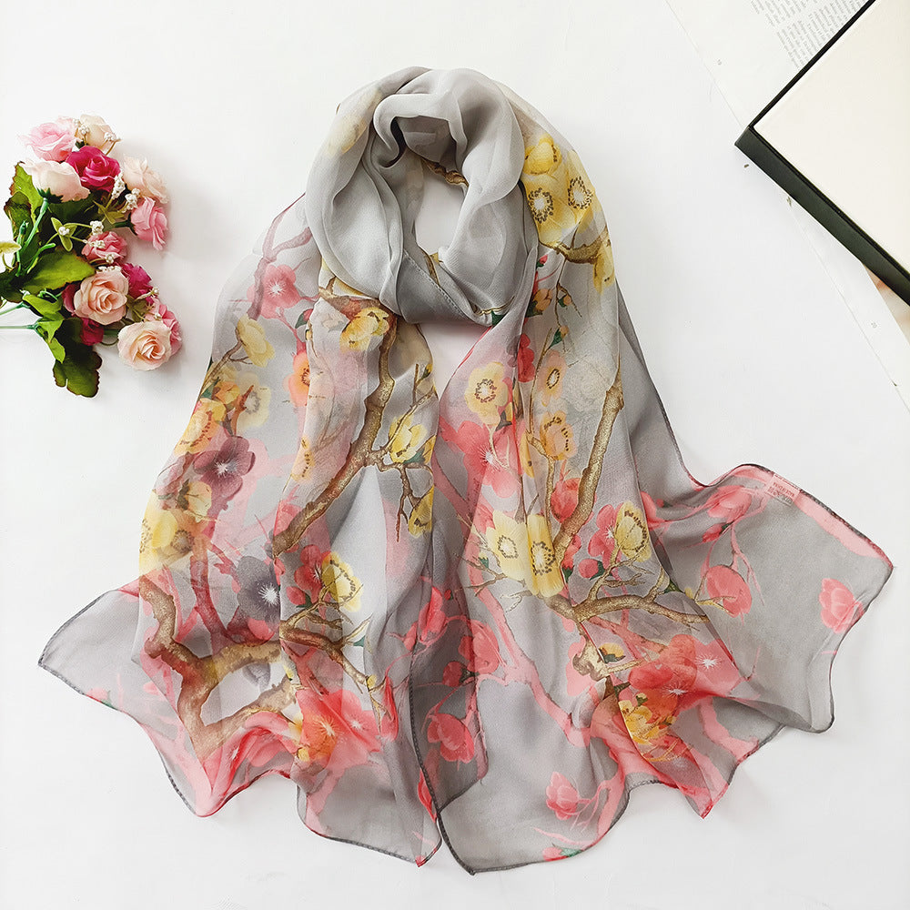 Summer Sunscreen Scarf Beach Scarf Wholesale Long Women's Soft Plum Blossom Ladies Decoration Thin Scarf Scarf