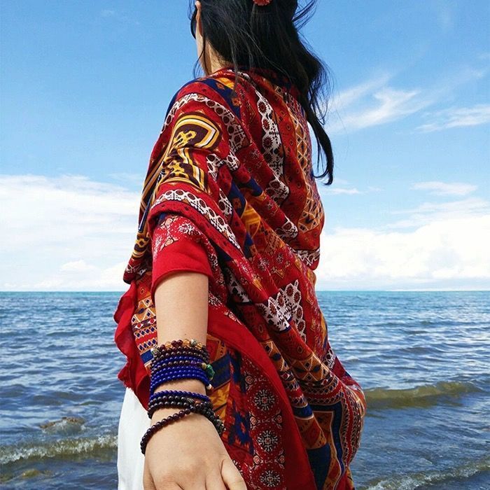 Ethnic Style Cotton And Linen Scarf Seaside Travel Oversized Beach Towel