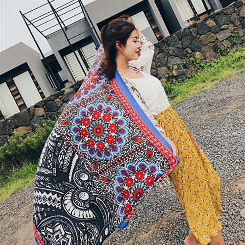 Ethnic Style Cotton And Linen Scarf Seaside Travel Oversized Beach Towel