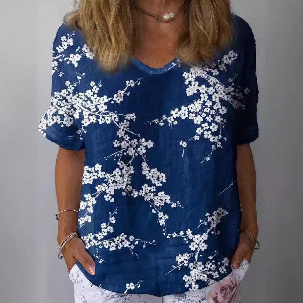 Women's Personality Printed Crew Neck Top