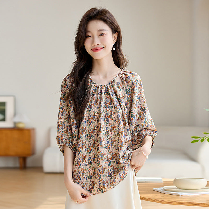 Women's Loose Slimming 34 Sleeves Shirt