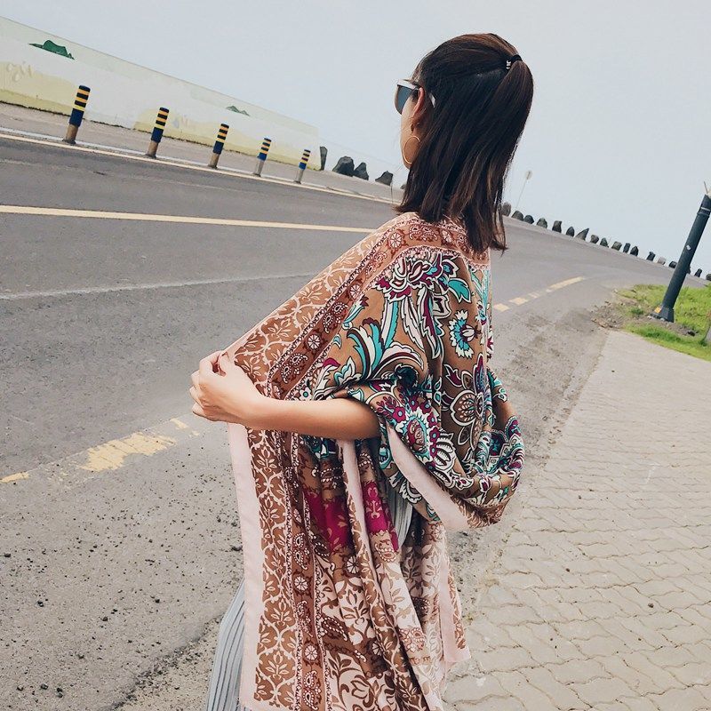 Ethnic Style Cotton And Linen Scarf Seaside Travel Oversized Beach Towel