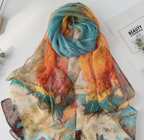 Summer Sunscreen Scarf Beach Scarf Wholesale Long Women's Soft Plum Blossom Ladies Decoration Thin Scarf Scarf
