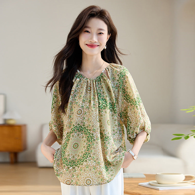 Women's Loose Slimming 34 Sleeves Shirt