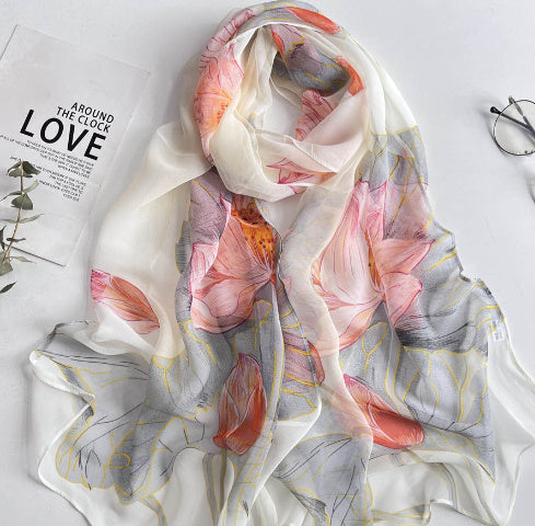 Summer Sunscreen Scarf Beach Scarf Wholesale Long Women's Soft Plum Blossom Ladies Decoration Thin Scarf Scarf