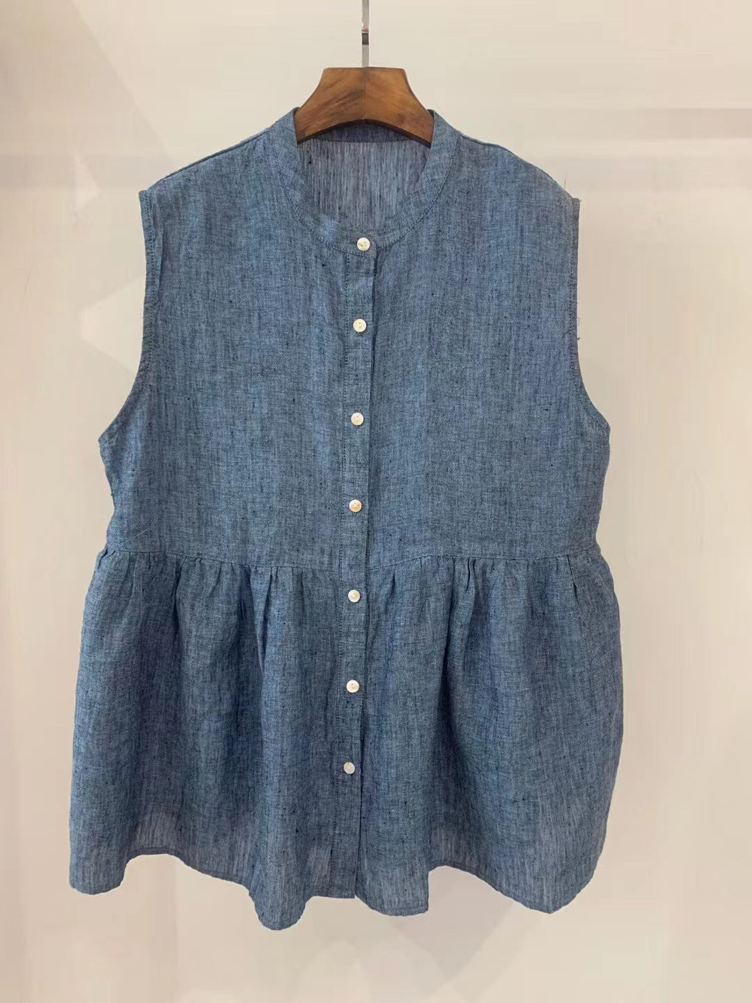 Retro Artistic Janpanese Linen Women's Bandage Dress Stitching Sleeveless Doll Shirt Vest