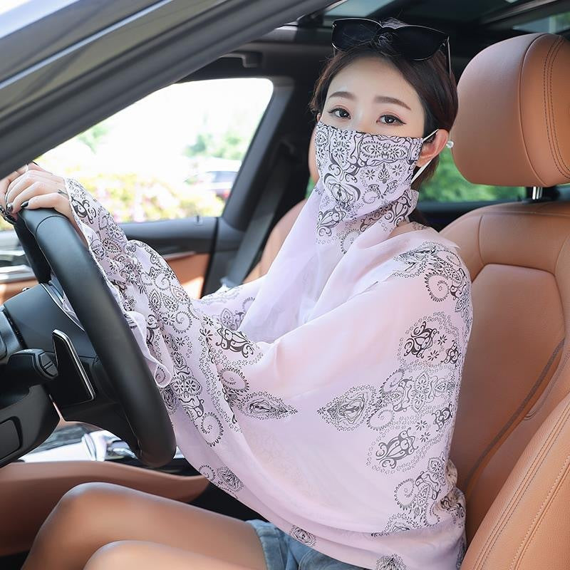 Women's Minimalist Face Mask And Neck Protection Integrated Sunscreen Clothing