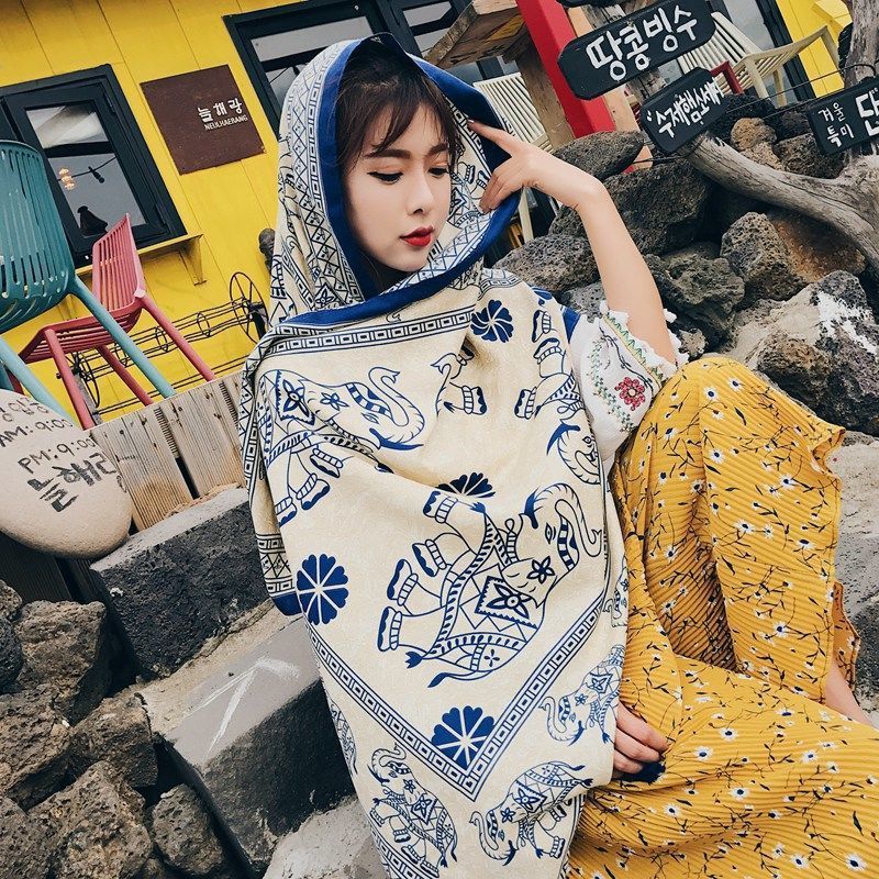 Ethnic Style Cotton And Linen Scarf Seaside Travel Oversized Beach Towel