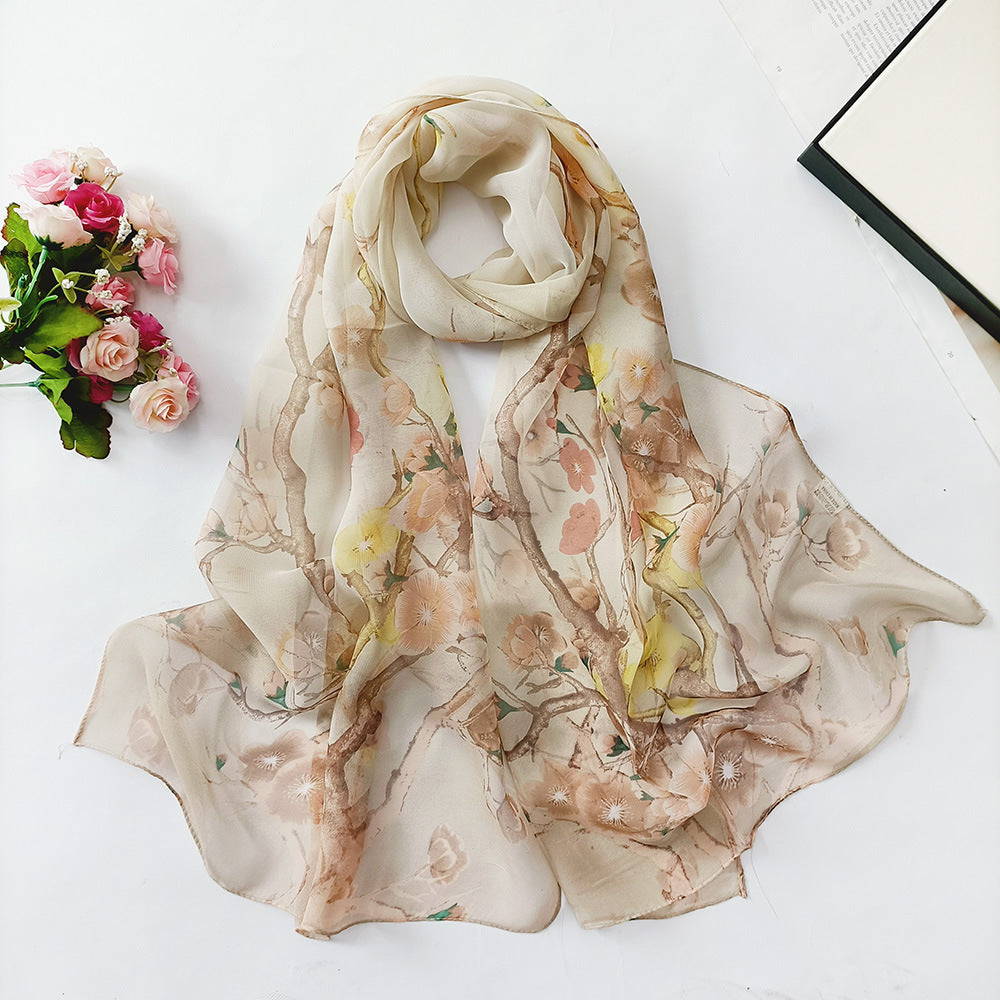 Summer Sunscreen Scarf Beach Scarf Wholesale Long Women's Soft Plum Blossom Ladies Decoration Thin Scarf Scarf