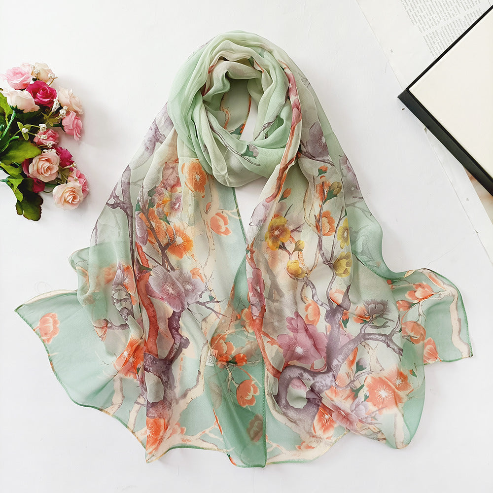 Summer Sunscreen Scarf Beach Scarf Wholesale Long Women's Soft Plum Blossom Ladies Decoration Thin Scarf Scarf