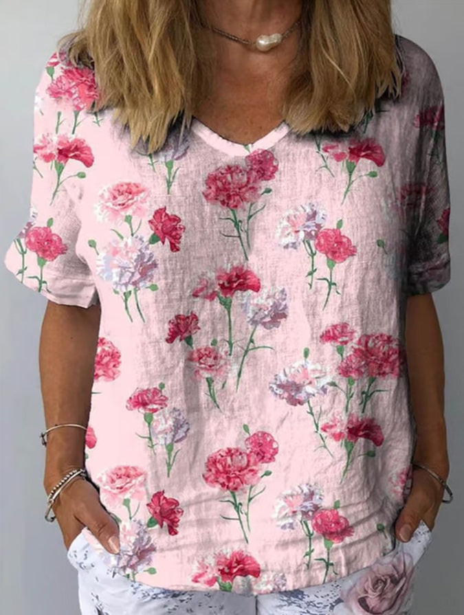 Women's Personality Printed Crew Neck Top