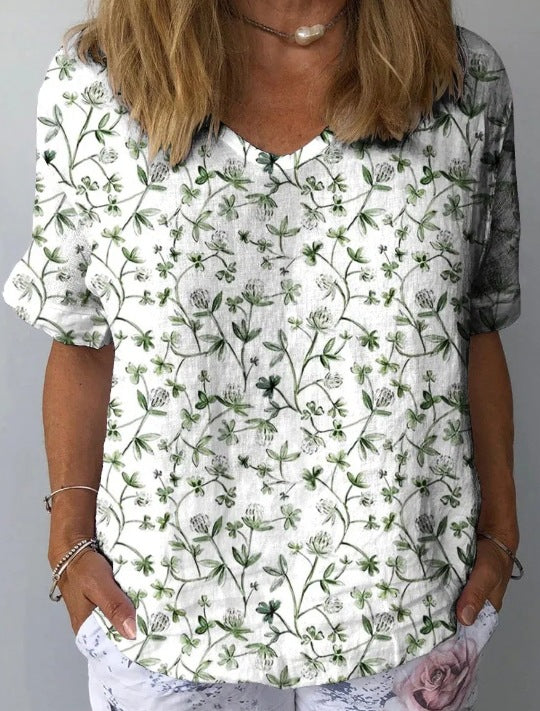 Women's Personality Printed Crew Neck Top