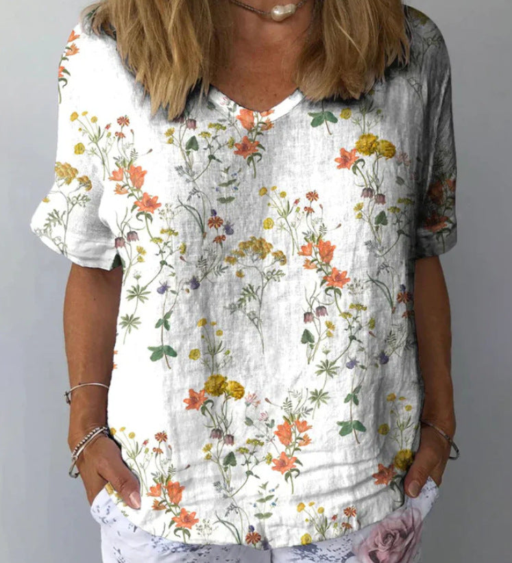 Women's Personality Printed Crew Neck Top