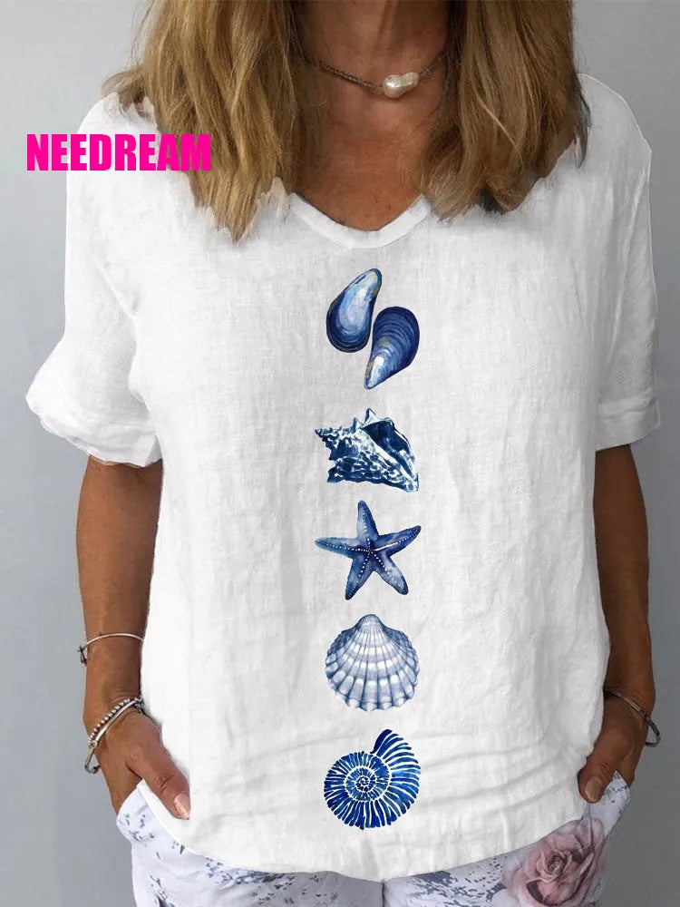 Women's Personality Printed Crew Neck Top