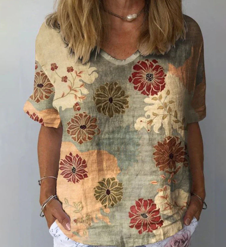 Women's Personality Printed Crew Neck Top