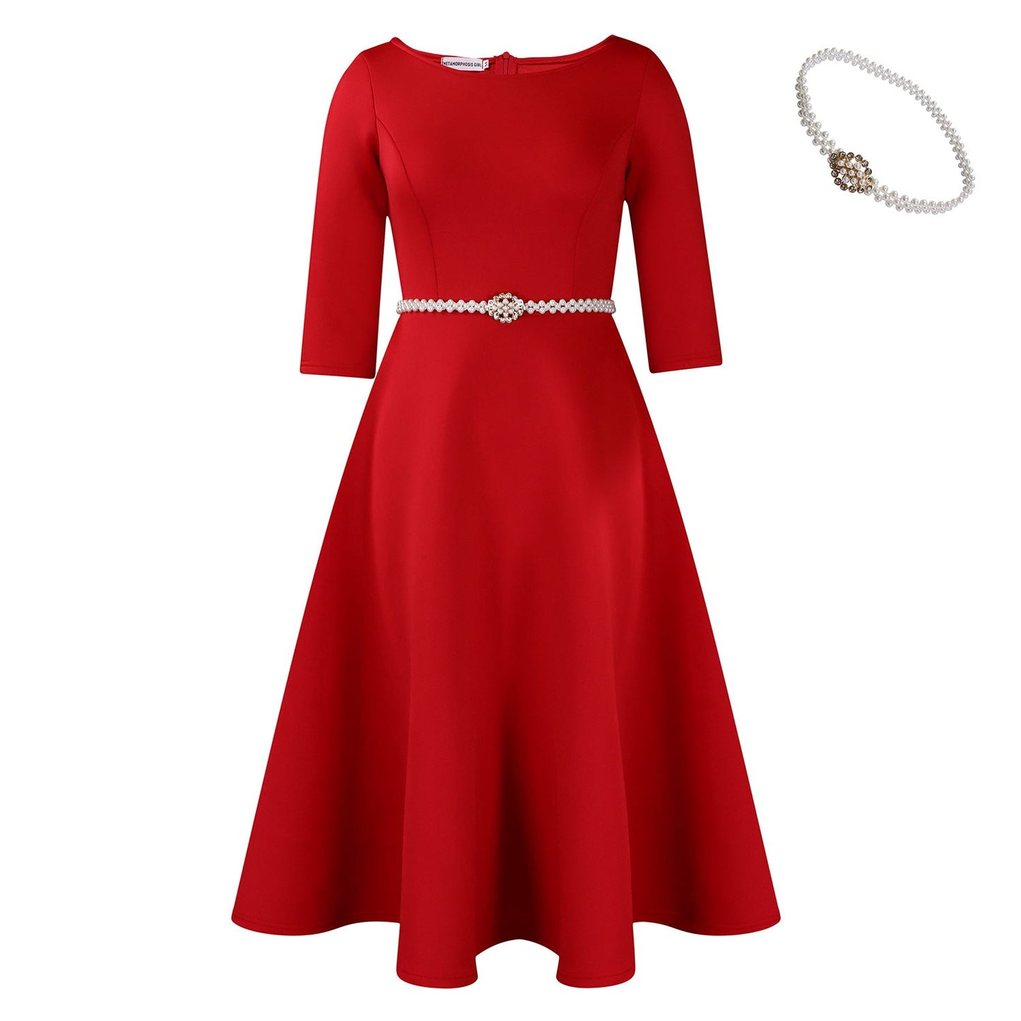Women's European And American Solid Color Large Swing Skirt Temperament Dress