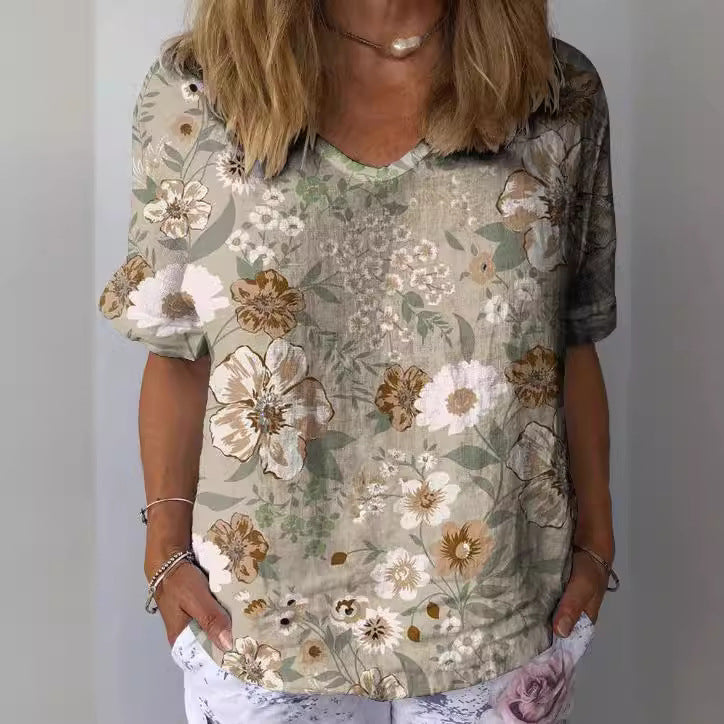 Women's Personality Printed Crew Neck Top