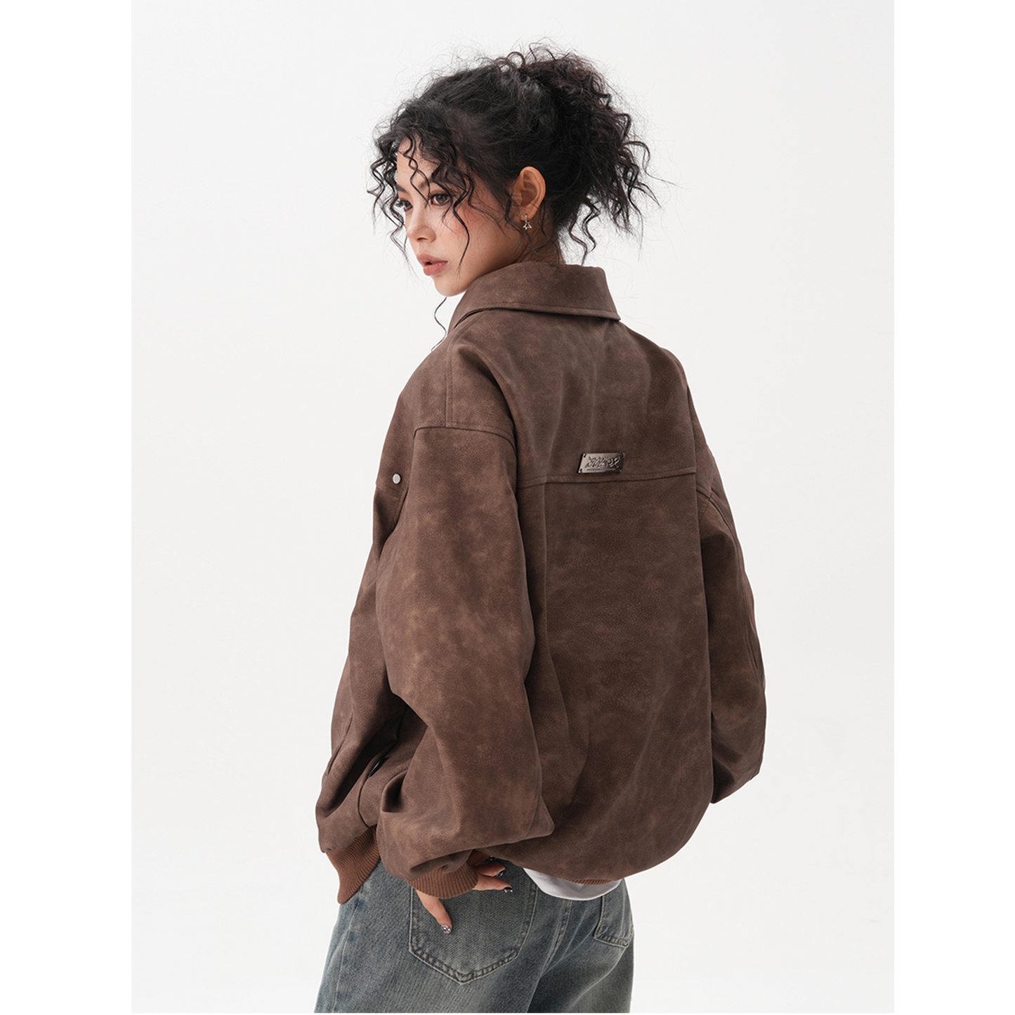 Retro Brown Couple Coat Loose Maillard Jacket Top