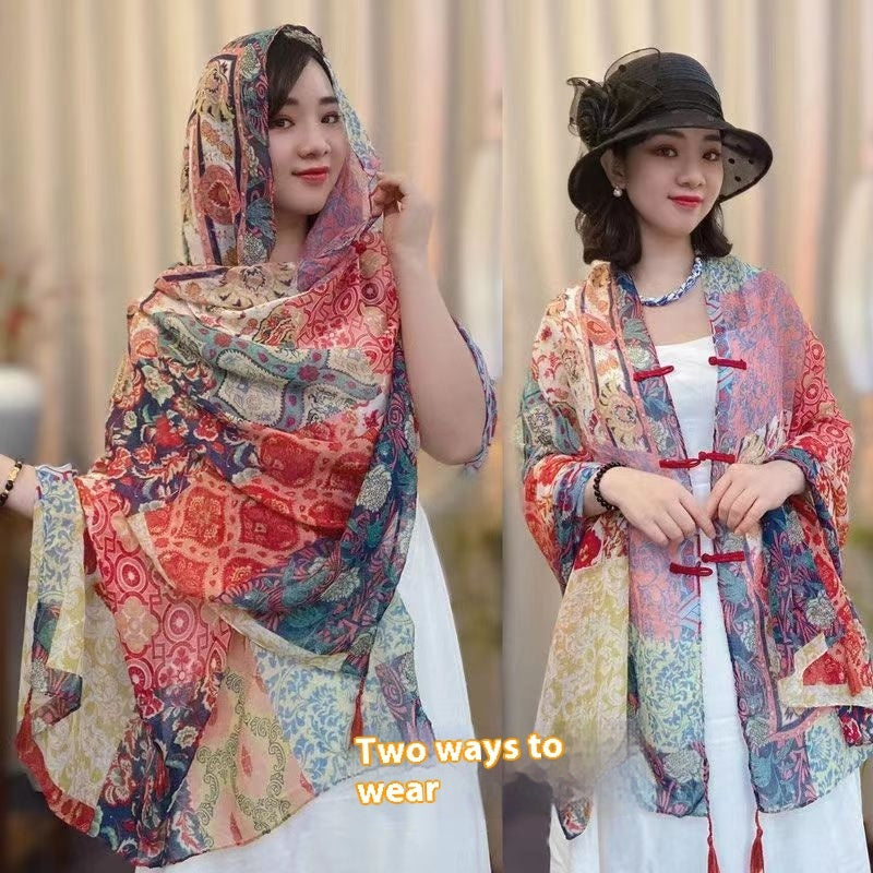 Popular Ethnic Style Shawl Summer Travel Wear Retro Buckle Sun Protection Coat