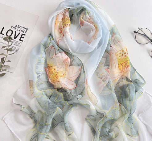 Summer Sunscreen Scarf Beach Scarf Wholesale Long Women's Soft Plum Blossom Ladies Decoration Thin Scarf Scarf