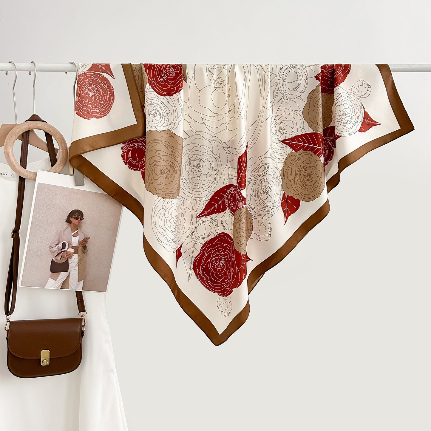 High-profile High-grade Korean Color Matching Floral Printed Scarf