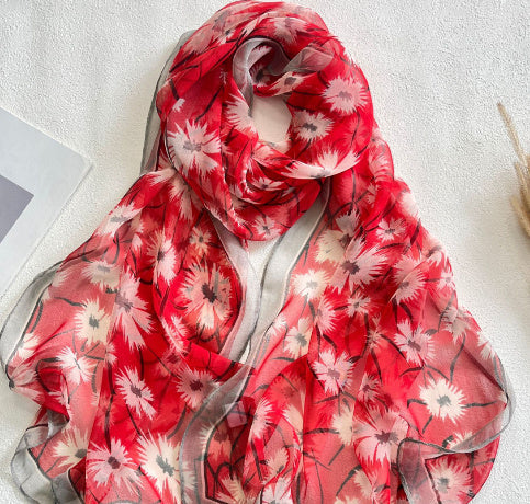 Summer Sunscreen Scarf Beach Scarf Wholesale Long Women's Soft Plum Blossom Ladies Decoration Thin Scarf Scarf