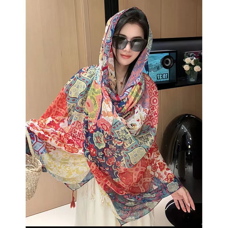 Popular Ethnic Style Shawl Summer Travel Wear Retro Buckle Sun Protection Coat