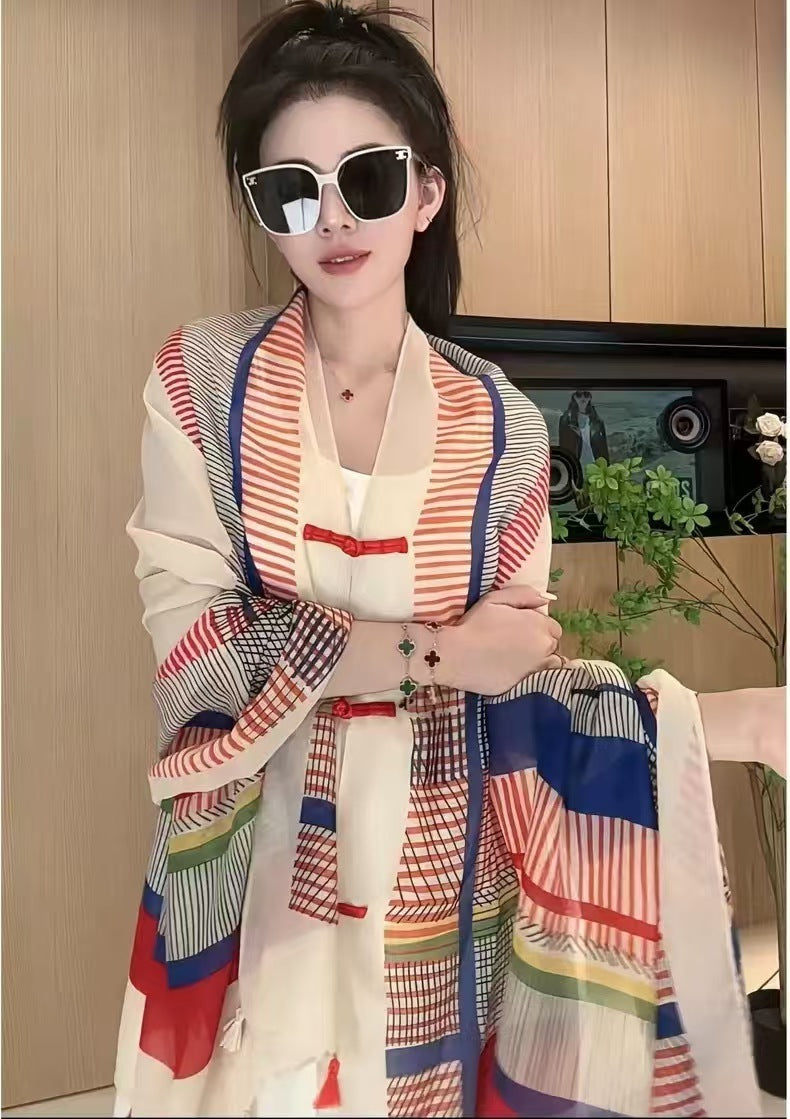 Popular Ethnic Style Shawl Summer Travel Wear Retro Buckle Sun Protection Coat