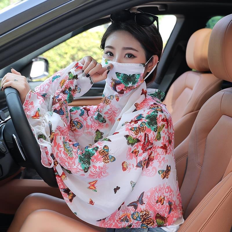 Women's Minimalist Face Mask And Neck Protection Integrated Sunscreen Clothing