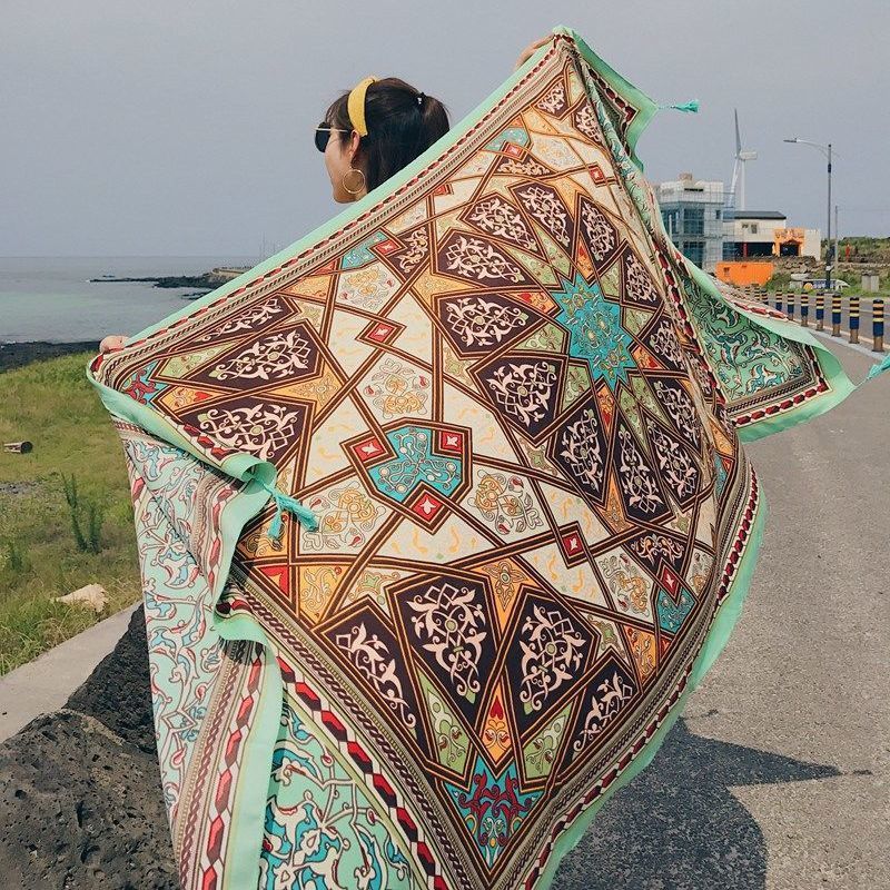 Ethnic Style Cotton And Linen Scarf Seaside Travel Oversized Beach Towel