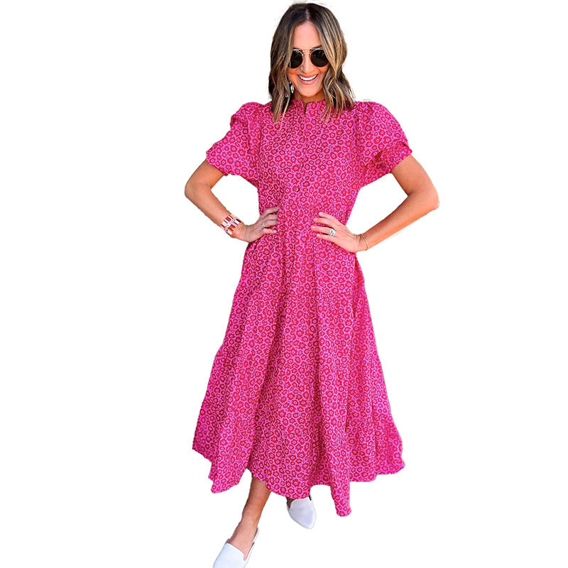 European And American Fashion & Trend Leopard Print High Waist Dress