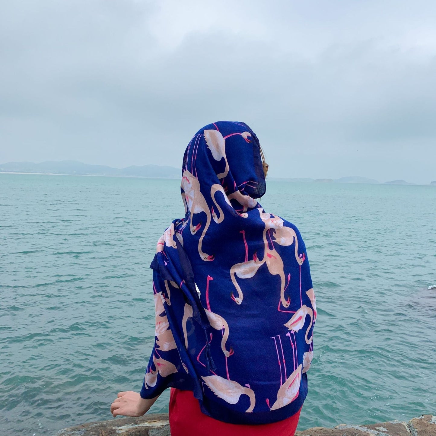 Multicolored Flower Pattern Shawl Sun-proof Scarf Mask