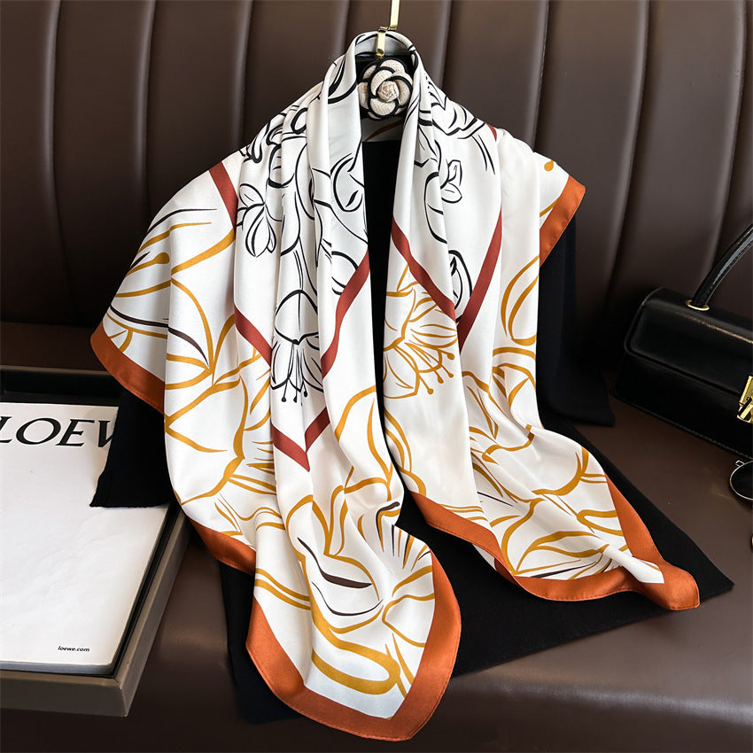 Fashion Printed Silk Scarf Twill Silk High Quality Square Scarf