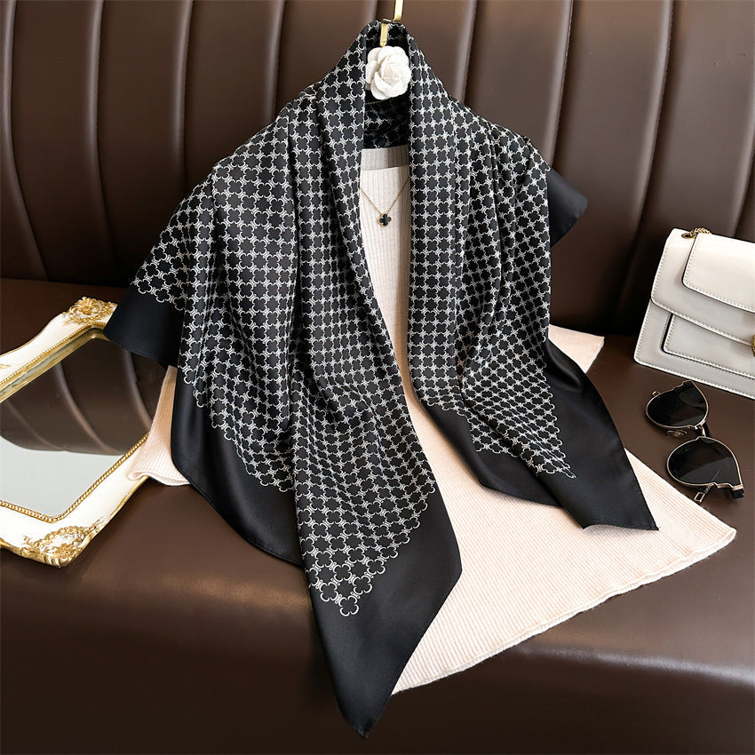 Fashion Printed Silk Scarf Twill Silk High Quality Square Scarf