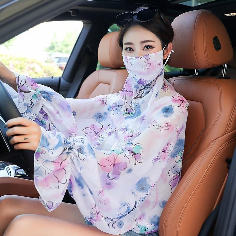 Women's Minimalist Face Mask And Neck Protection Integrated Sunscreen Clothing