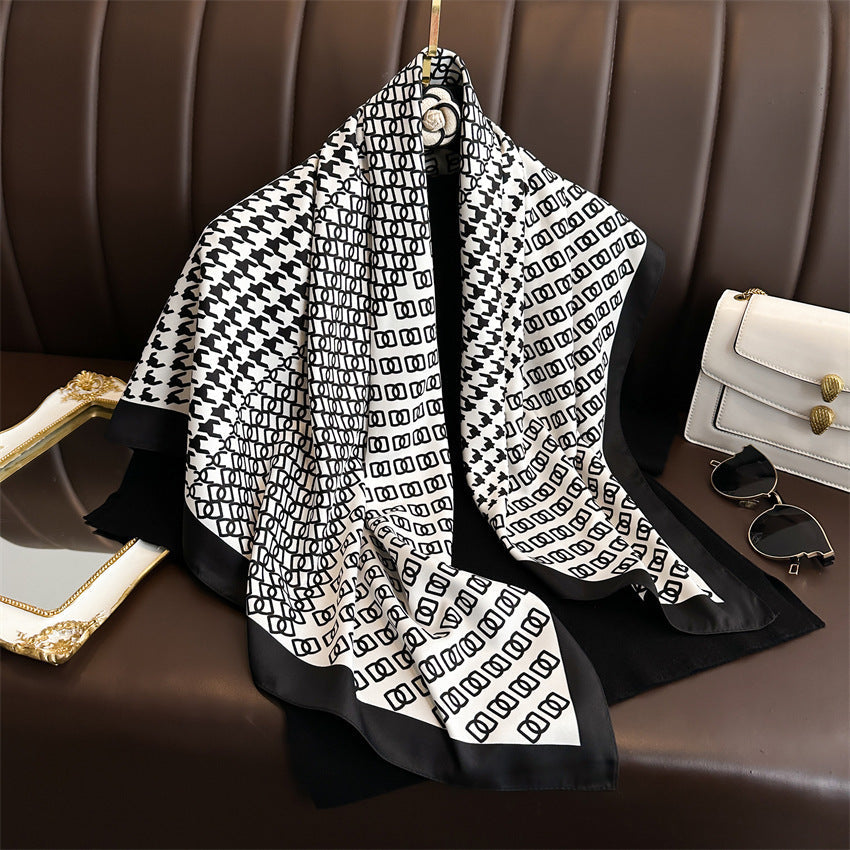 Fashion Printed Silk Scarf Twill Silk High Quality Square Scarf