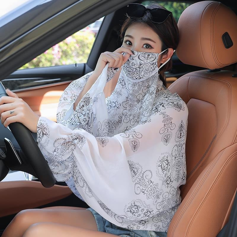 Women's Minimalist Face Mask And Neck Protection Integrated Sunscreen Clothing
