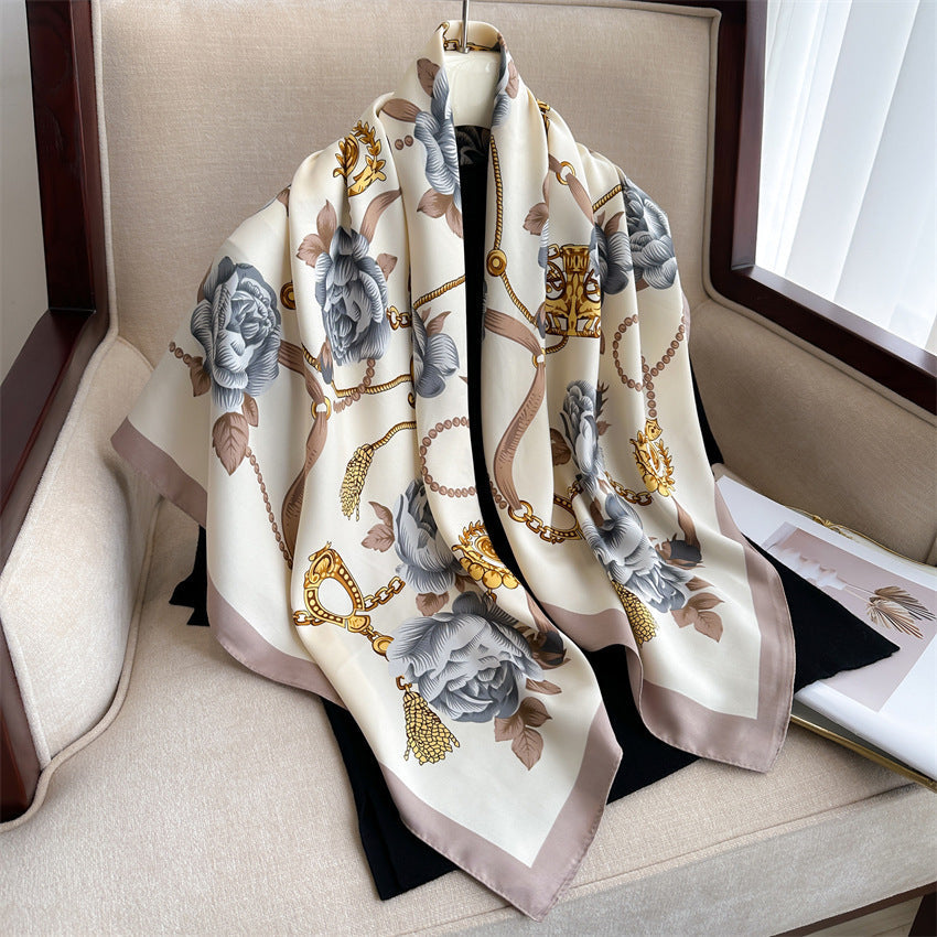 Fashion Printed Silk Scarf Twill Silk High Quality Square Scarf