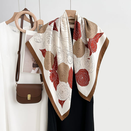 High-profile High-grade Korean Color Matching Floral Printed Scarf