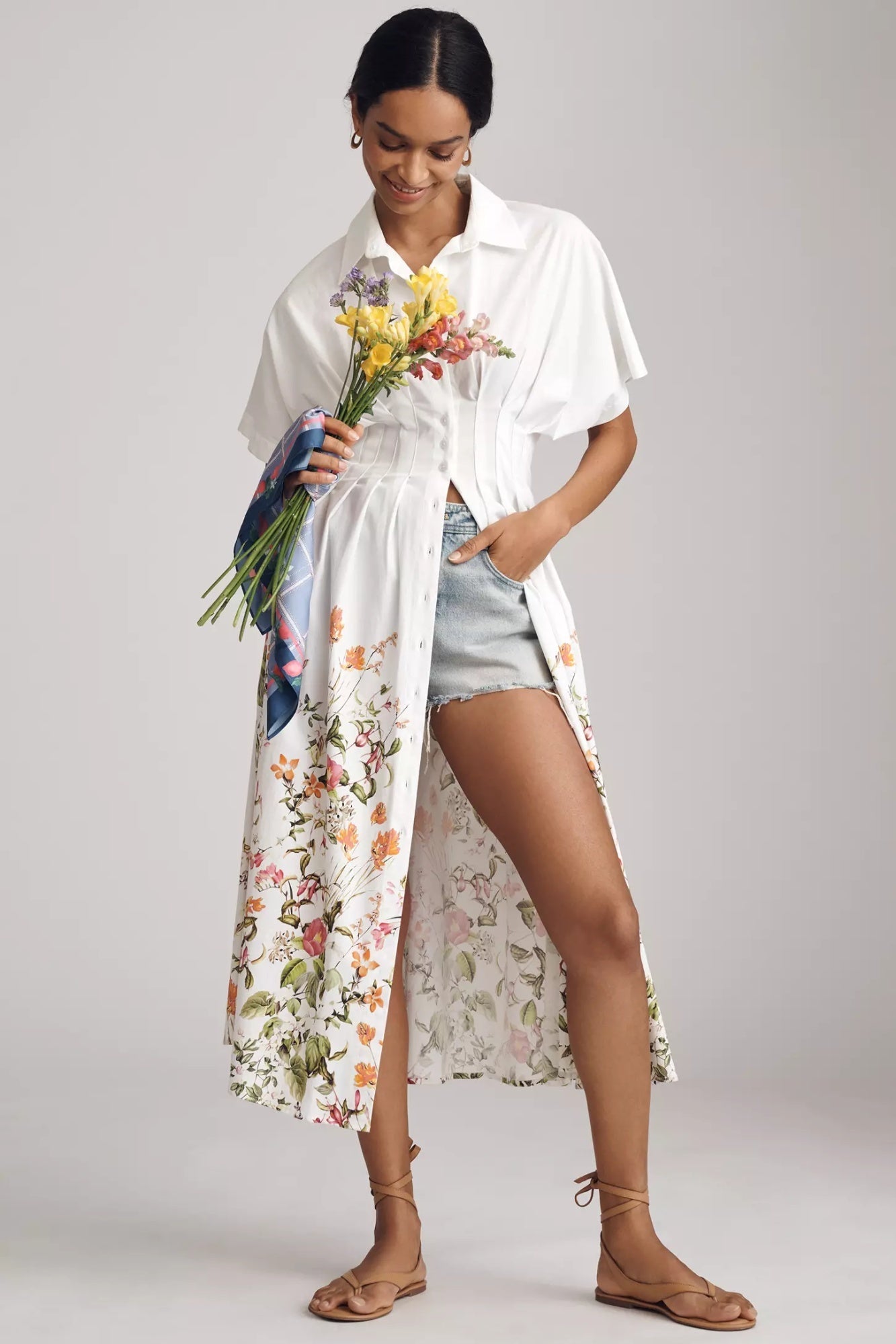 Lapel Single Breasted Printed Wide Swing Long Dress