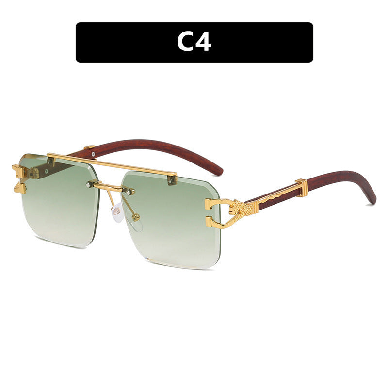 Double Beam Sunglasses Frameless Trimming Square