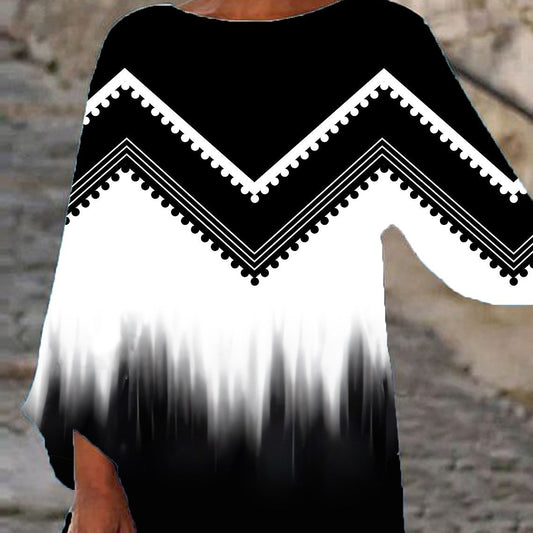 European And American Mature Elegant Contrast Color Women's Top