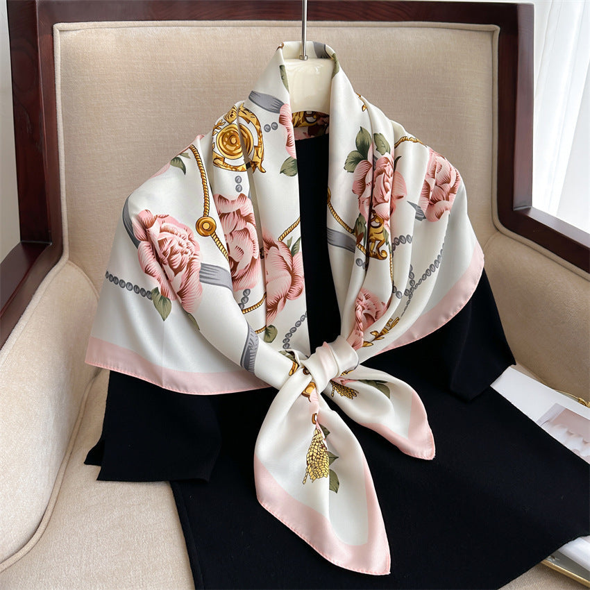 Fashion Printed Silk Scarf Twill Silk High Quality Square Scarf