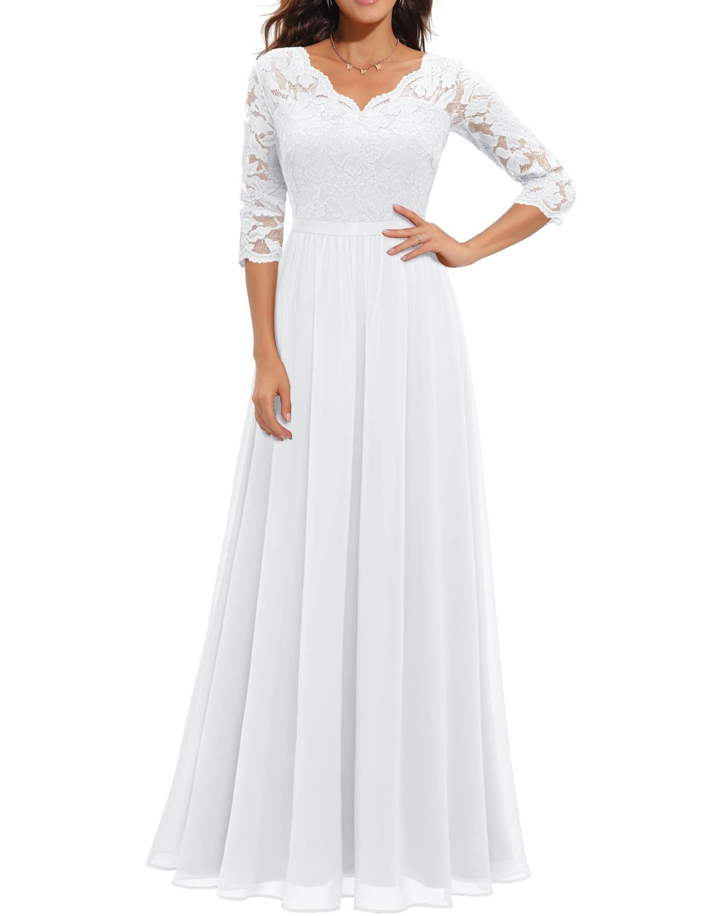 Lace Patchwork Long Waist Cinching Dress