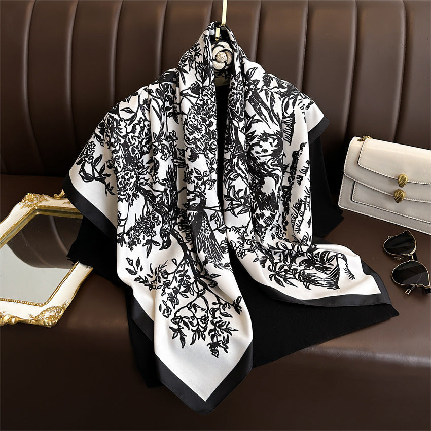Fashion Printed Silk Scarf Twill Silk High Quality Square Scarf