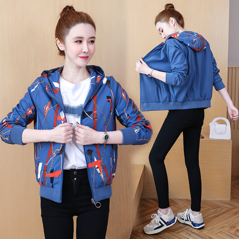 Women's Fall Winter Coat Double-sided Hooded Cardigan Baseball Uniform