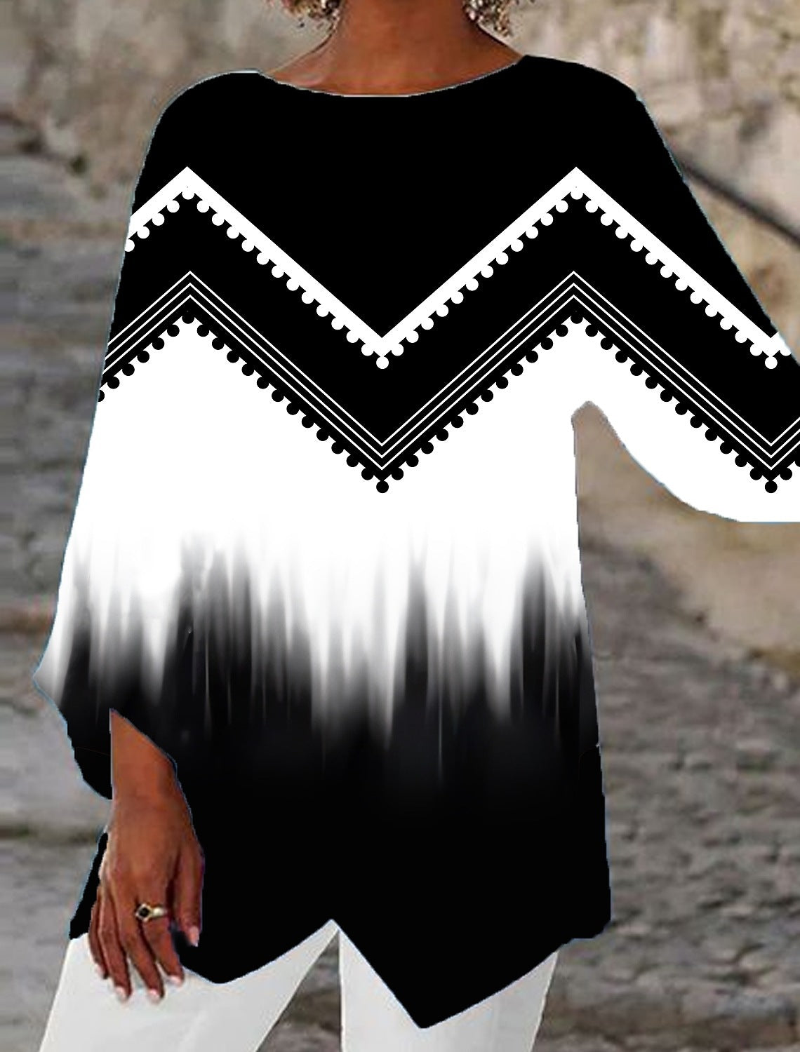 European And American Mature Elegant Contrast Color Women's Top