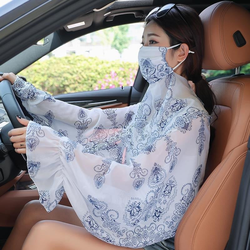 Women's Minimalist Face Mask And Neck Protection Integrated Sunscreen Clothing