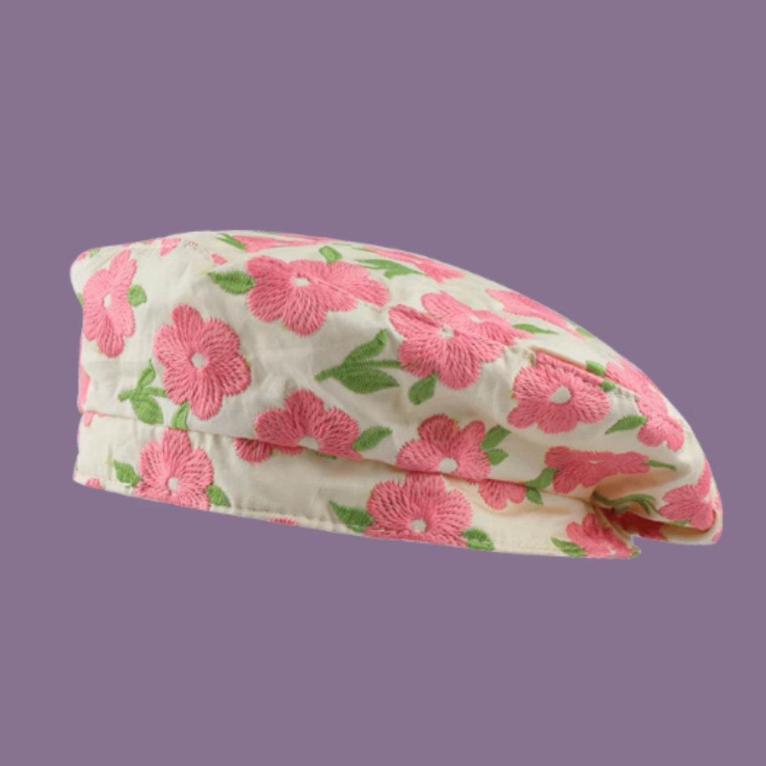 Girl Countryside Style Flower Three-dimensional Embroidery Beret