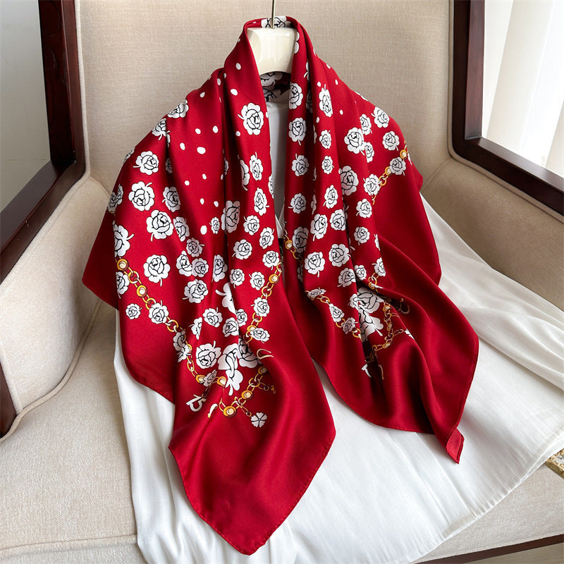 Fashion Printed Silk Scarf Twill Silk High Quality Square Scarf